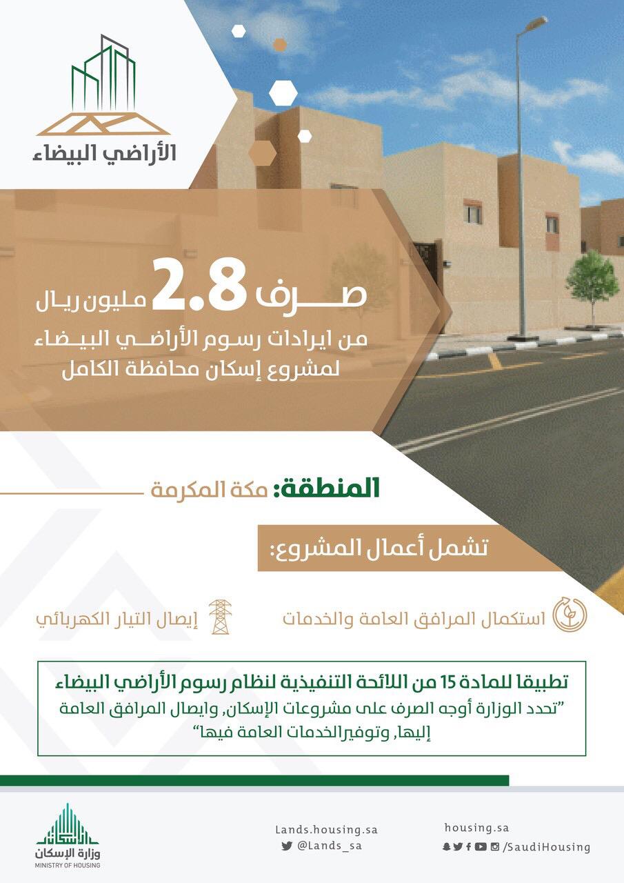صرف ٢,٨ مليون ريال من "رسوم الأراضي" لتطوير مخطط "إسكان الكامل" في مكة المكرمة